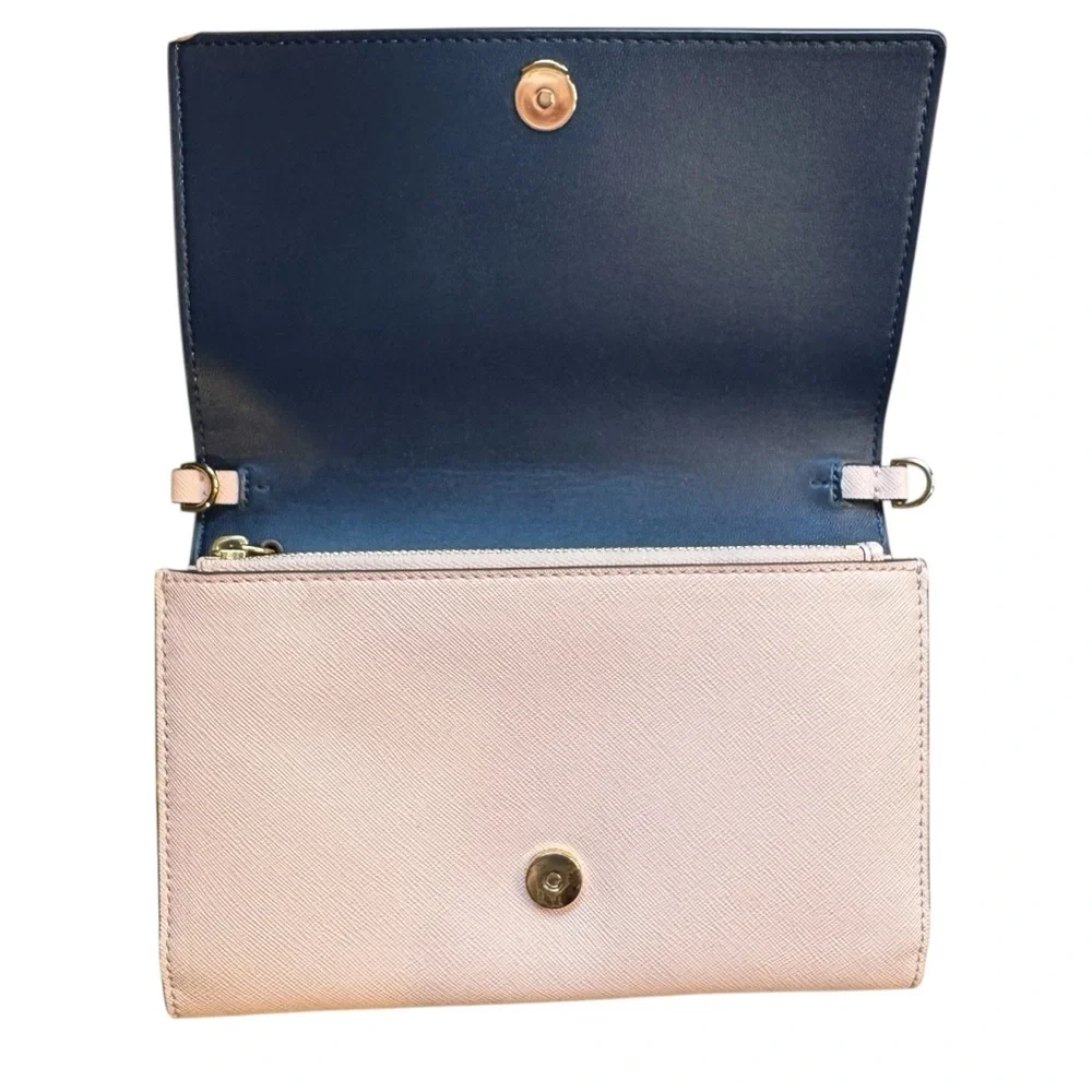 Tory Burch Baby Pink Leather Clutch Bag Wallet Crossbody